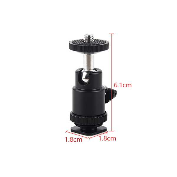 Mini Kulhuvud med 1/4 Tum Hotskoadapter Kulhuvud Stativhuvud Stöd Stativ Kulhuvud för Kamera Monitor Videoljus 2-pack