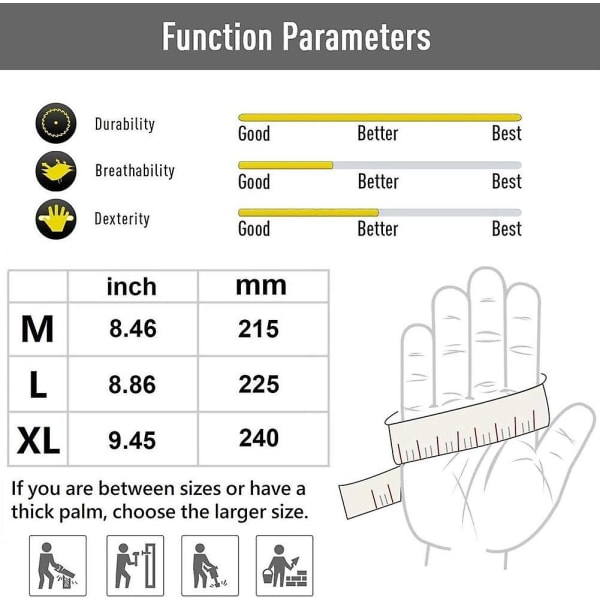Slidstærke arbejdshandsker i kraftig kvalitet, størrelse: L