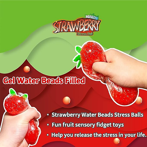 Stressboll 1-pack, fruktstressbollar för barn och vuxna, stretchig stressavlastande klämboll sensoriska fidgetleksaker, gelvattenpärlor fyllda