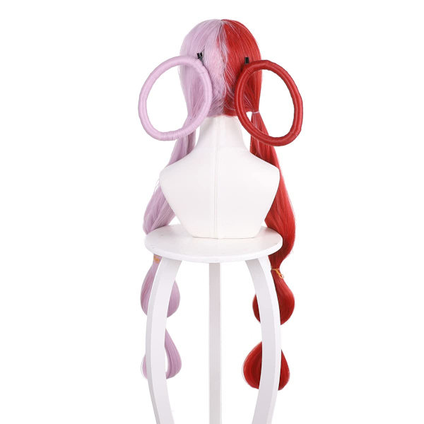 Cosplay-parykk Halv rød og lilla hodeplagg Shanks datter parykker kvinne jente anime kostyme rekvisitter