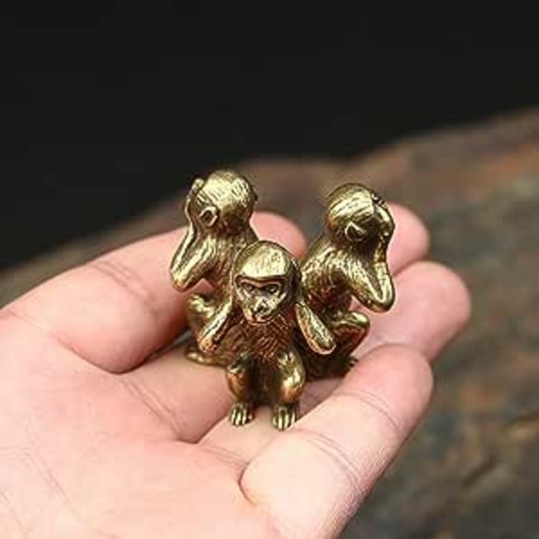 Set med 3 små apor figurer, 3 visa apor dekorativa figur