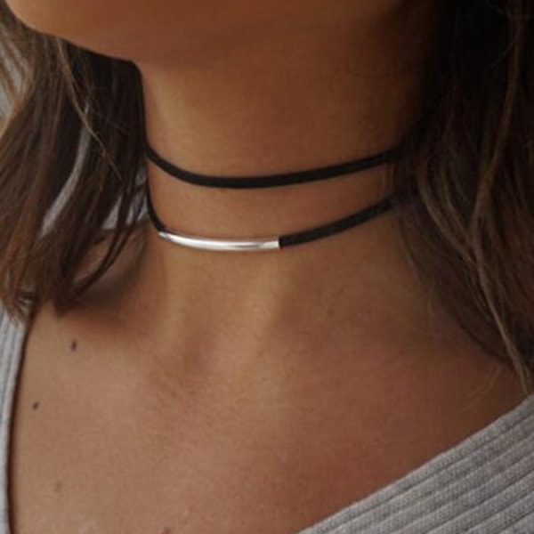 Säädettävä musta choker-kaulakoru naisille ja tytöille