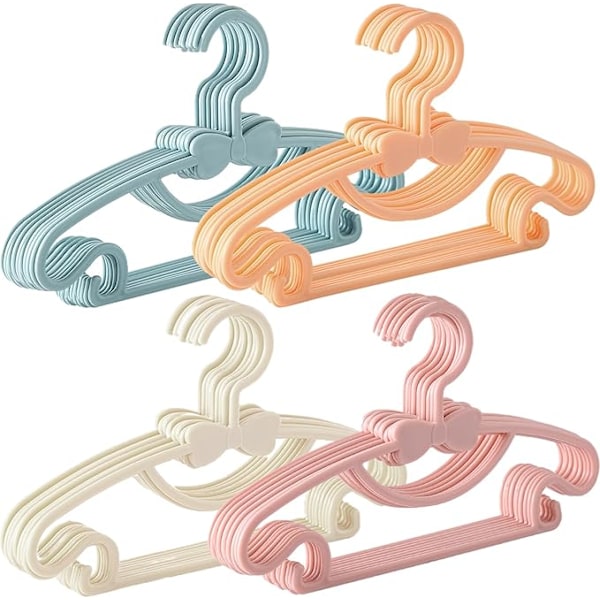 40-pack Barnhängare, 4 Färger, 28,5 cm Längd, Halkfria Hängare med Krokar, Utrymmesbesparande Design, Perfekt för Förvaring i Sovrumsgarderoben.