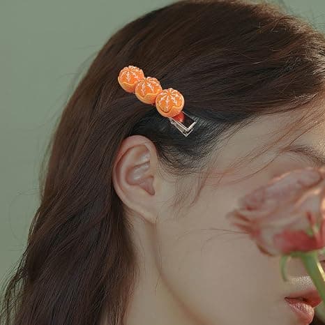 2 stk. Orange Hårklemmer til Kvinder Piger Søde Skrællede Appelsiner Allig