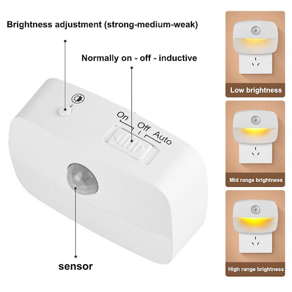 Nattlampa för sovrum, kök, trappor, hall, 2-pack