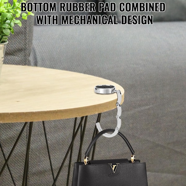 2X Håndtaske Krog, Foldbar Anti-Slip Taske Krog Holder, til Håndtasker på Kontor, Restaurant, Bøjle (Flash Sort)