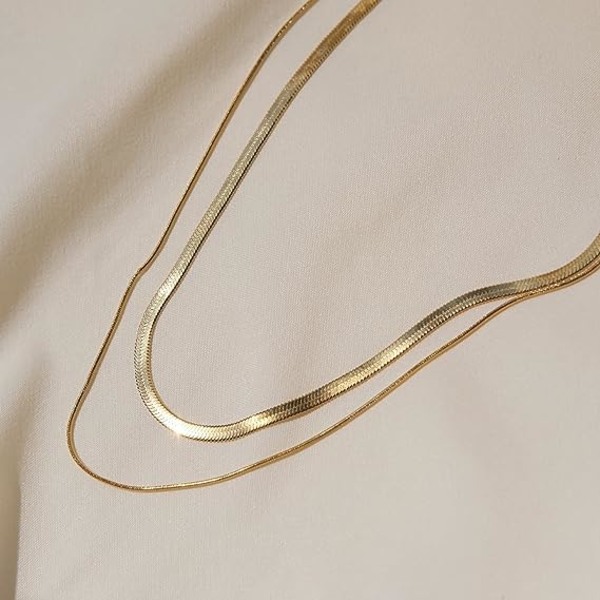 14K guld/silverpläterad ormkedja Halsband Fiskbenshalsband Guld Choker Nec
