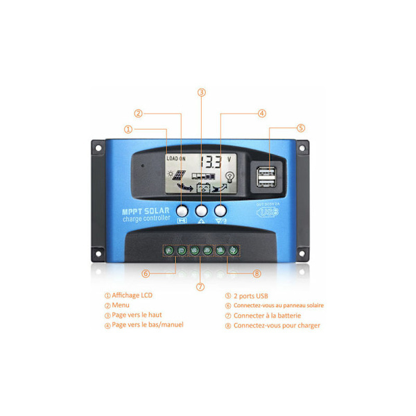 12V/24V Smart Batteri MPPT Solcellepanel Regulator Ladningskontroller