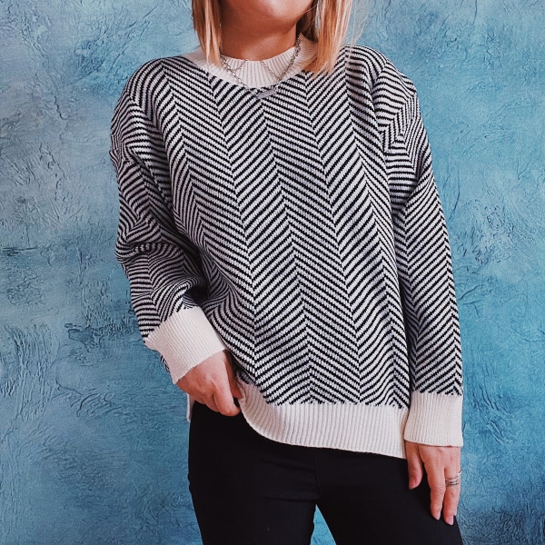 Oversized tröjor för kvinnor Höst  Trendig Crewneck Batwing Lång S