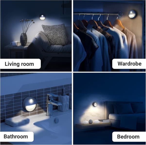 LED-nattlys, innendørs bevegelsessensorlys, trådløst selvklebende LED-lys