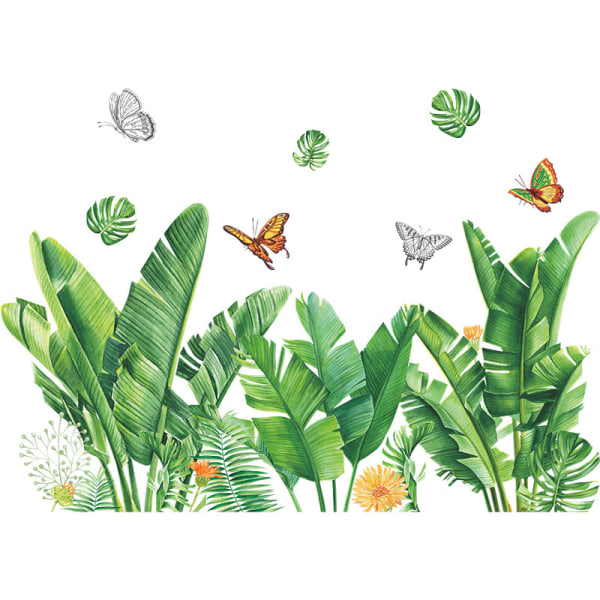Green Tropical Leaves Wall Stickers Green Wall Sticker Hanging Vi
