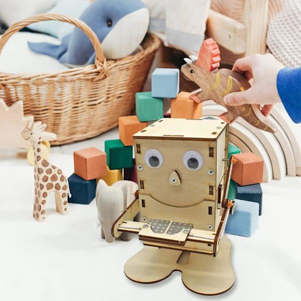 DIY-teknologirobot 3D trä hörn svala robot pussel leksak vetenskap experiment DIY-kit för barn vuxna