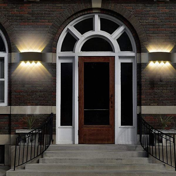 2 stk. Moderne Udendørs Vandtætte Væglampe, 8 Leds Gang Veranda Væg