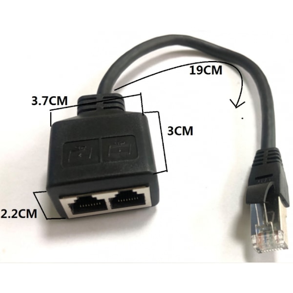RJ45 Splitter Adapter, 1 til 2 Port RJ45 Netværk Ethernet Adapter Splitter, CAT8 Netværkskabel Splitter Adapter til Hjemmekontor