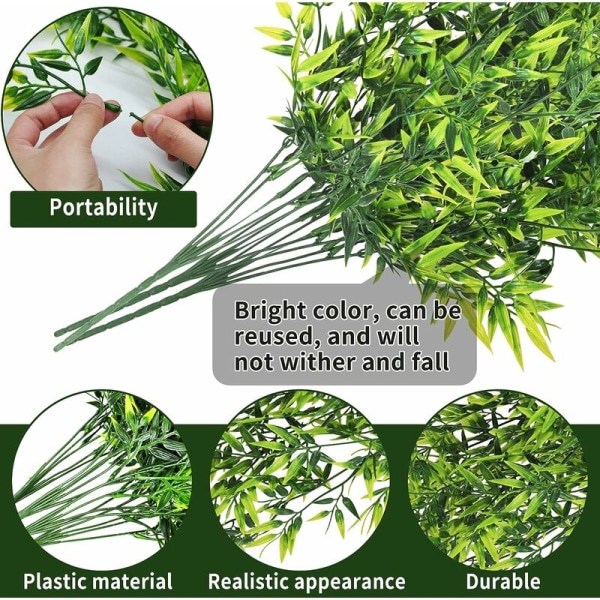 4 st konstgjorda hängande växter bambu blad falska gröna växter fallande konstgjorda växter hängande falska bambu blad hängande för inomhus utomhus vägg båge trädgård