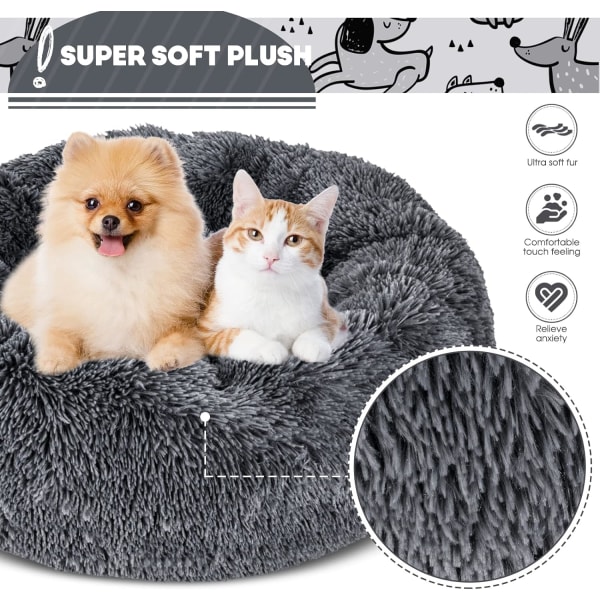 Hundeseng Ø40cm, Rund donutformet seng, Donutpute for katter i super