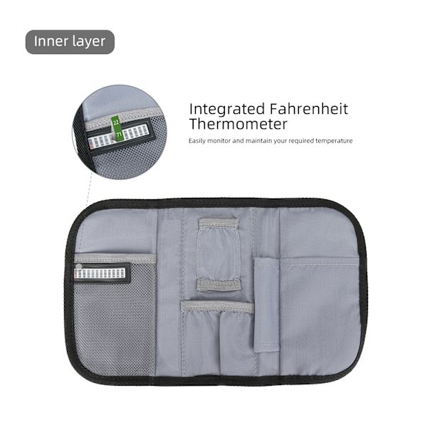 Insulin kylväska resefodral diabetiker medicin kylväska med isoleringsfoder (grå)