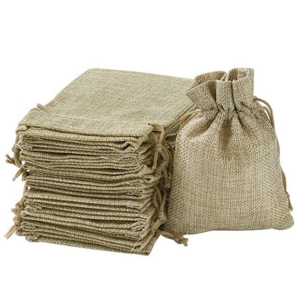 Jutepose, liten stoffpose, linpose 100 PCS, jute lerretspose godteripose lavendel bryllupspose liten gavepose smykkegavepose (100 PCS 10*