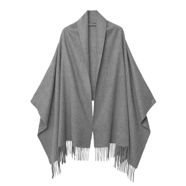 180*70cm Kvinnlig Cashmere-Sjal Present Sjal för Kvinnor Cashmere-Sjal och Enfärgad Sjal Mjuk Varm Inlindad på Vintern, Grå