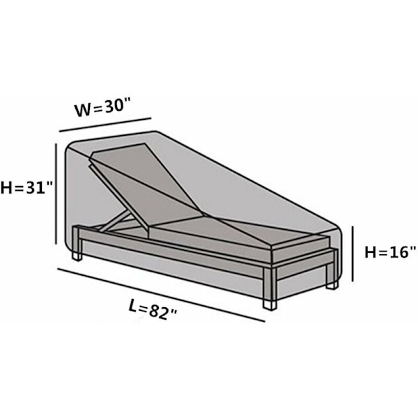 Chaise Lounge -päällinen 208 x 76 x 79 cm, vedenpitävä ulkokäyttöön tarkoitettu puutarha L