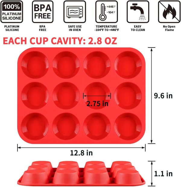 12 Koppar Silikon Muffinform - Non-stick BPA-fri Cupcakeform 1 Pack Regular