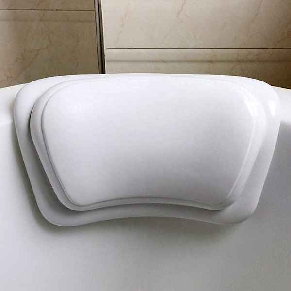 Spa badkudde med halkfria sugkoppar Ergonomisk kudde för hem spa bad avkopplande huvud nacke rygg och axlar (vit)