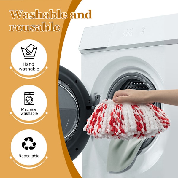Mikrokuitu Mopipäät, Uudelleenkäytettävät Mopipäät Vileda Turbo 3 in 1 EasyWring&Clean Spin Mopille, Pestävät Vaihto Mopipäät Liinat 2 kpl (Punainen)