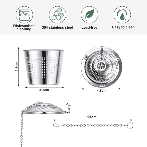 Te-filter, 2 st rostfria infuser i rostfritt stål