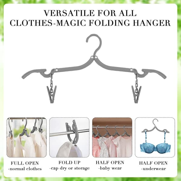 Sammenleggbare reisehengere Foldable med klips Foldbare kleshengere Portabl