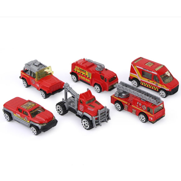 Set med 6 brandbilar brandbil