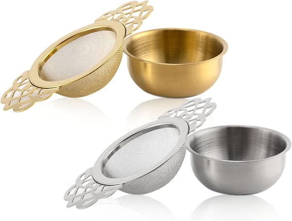 Set med 2 teinfuser i rostfritt stål med skålar