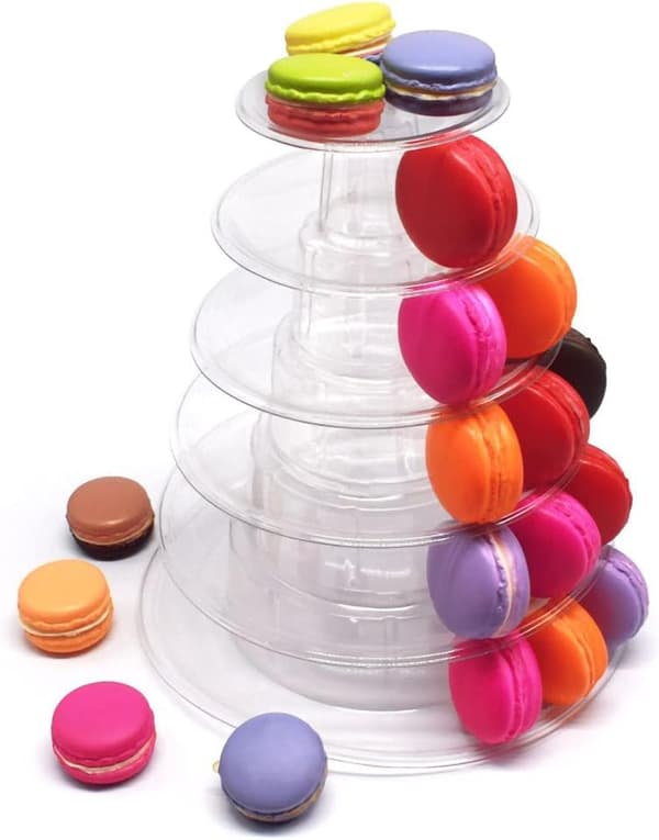 Macaron kagetårn stand 6 niveauer klar kage display cupcake macarons rund