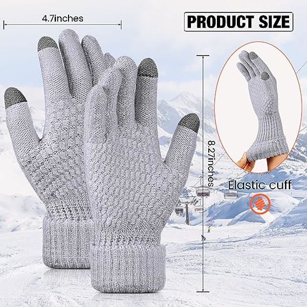 4 par dam vinter touch screen handskar varma fleecefodrade stickade