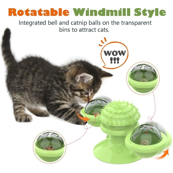 Cat Toy Rotating Windmill, Chew Toy Turntable Hairbrush Pet Toys