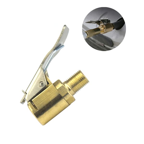 Luftchuck med klipsadapter kompatibel med däckpump, 8 mm mässingsadapter för bildäckventil, luftchuckadapter, inget läckage