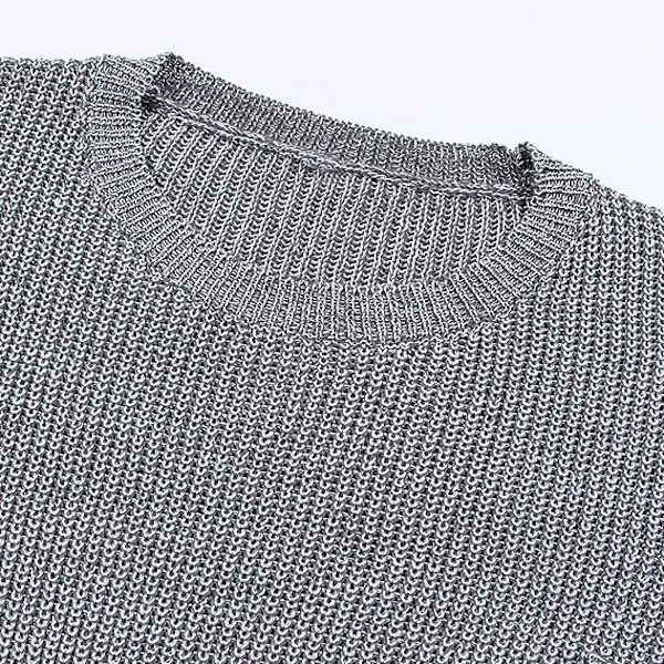 Kvinners søte hjertemønster albue lappeteppe casual crewneck strikkede