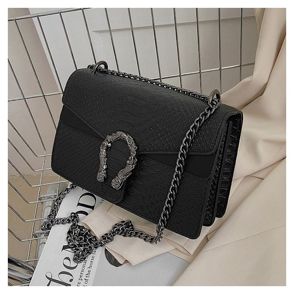 Crossbody axelväska för kvinnor - Ormmönstrad läder Messenger Bag C