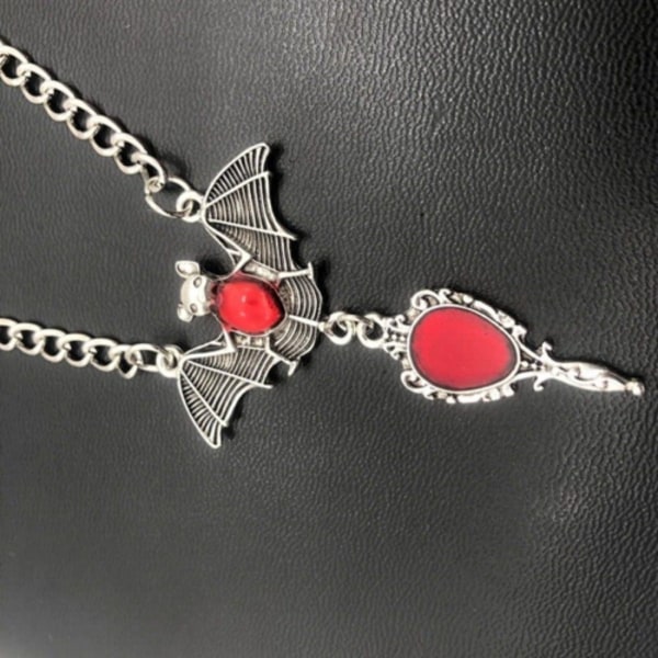 Halloween gotisk flaggermuskors anheng halskjede Scarlet Mirror Choker for kvinner