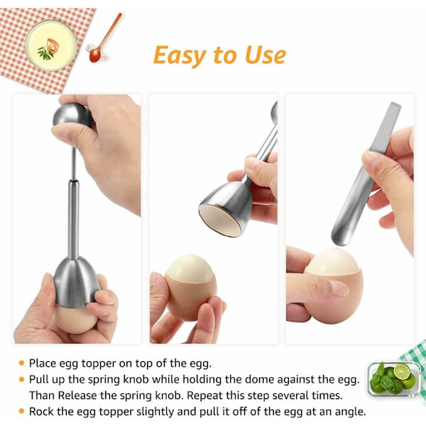 Rustfritt stål eggfyller, eggåpner, eggeskallseparator, eggdeler, eggeskallseparator, kjøkkenredskaper, eggåpner, eggeskallkutter for hardkokte egg