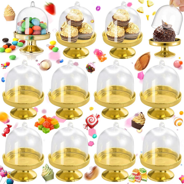 12 Stk. Mini Kageopsats, Mini Cupcake Opsatser med Kuplåg, Mini Displays i Plast, til Chokolade, Ost, Kokosmakroner, Romkugler