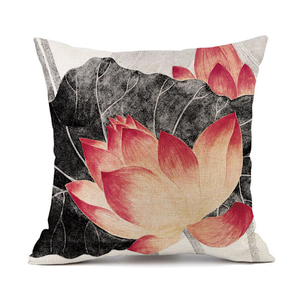 Set med 7 stk putetrekk 45 x 45 cm dekorativ lotusmønster putetrekk bil sofa hjemmedekor for moderne hjemmedekor