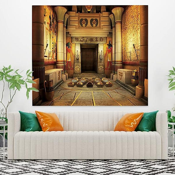 95x75cm Gammel egyptisk veggteppe Sfinx Anime etniske mønstre In