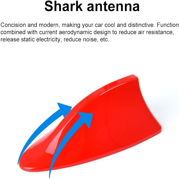 Bil Hai Finne, Hai Antenne Universal Vanntett Bil Tak Radio Antenne FM Radio Antenne med Vanntett Lim Base (Rød)