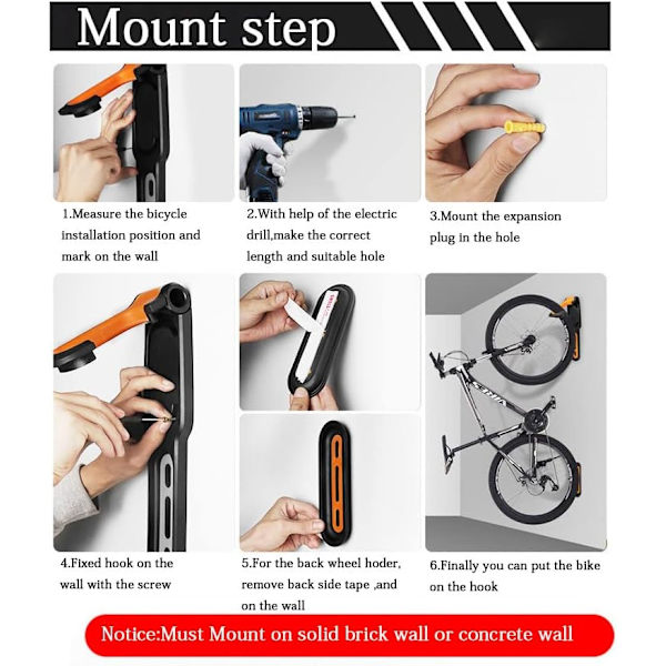 Foldbar cykelvægbeslag Heavy Duty Garagekrog til Mountainbike