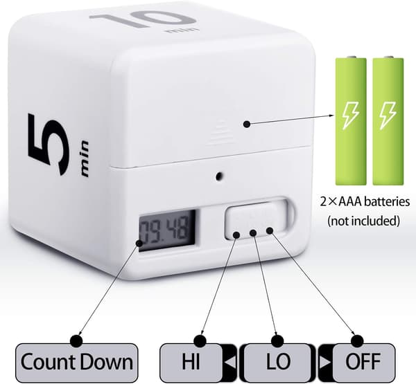 2 stk. terningtimer med tyngdekraftsensor, flip-timer, minutt