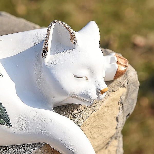 Bedårande Sovande Katt Trädgårdsstaty - Inomhus Eller Utomhus Dekoration - Heminredning, Trädgård, Gräsmatta, Växter