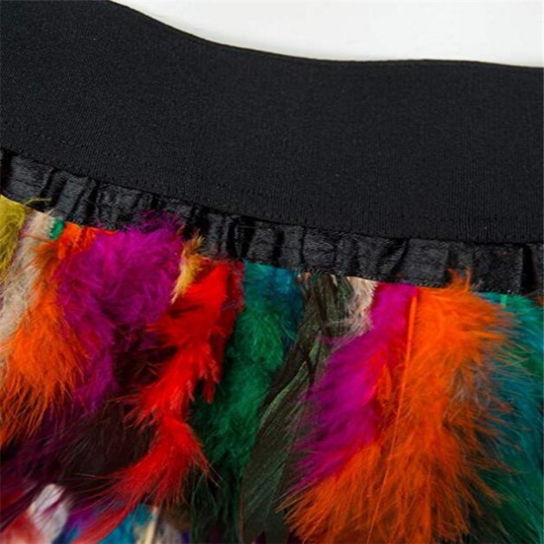 Kvinnors Faux Feather A Line Minikjol（Färg-M）