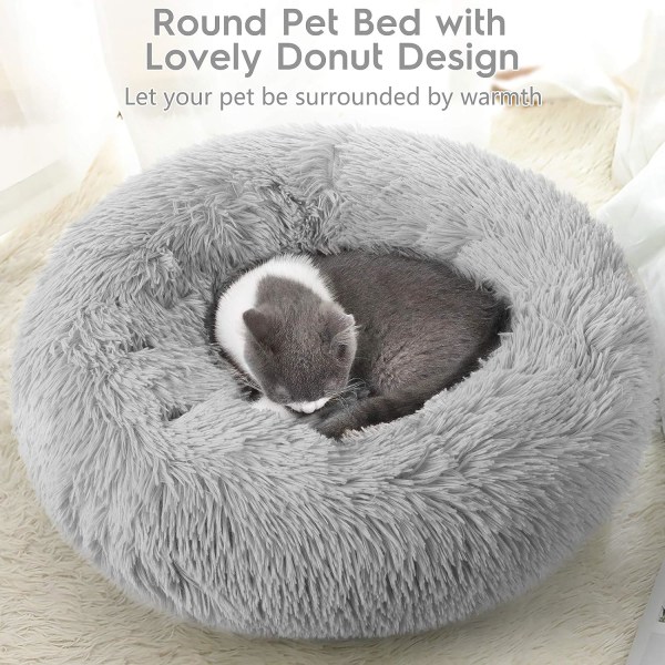 Katteseng til indendørs katte, Fluffy Round Self Warming Calming Soft P