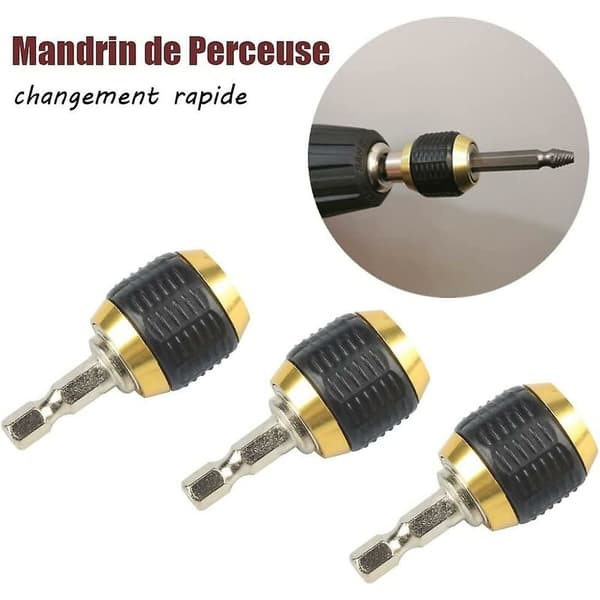 3 stk Drill Chuck Universal 1/4\" Hex Håndtak Retractable Drill Chuc