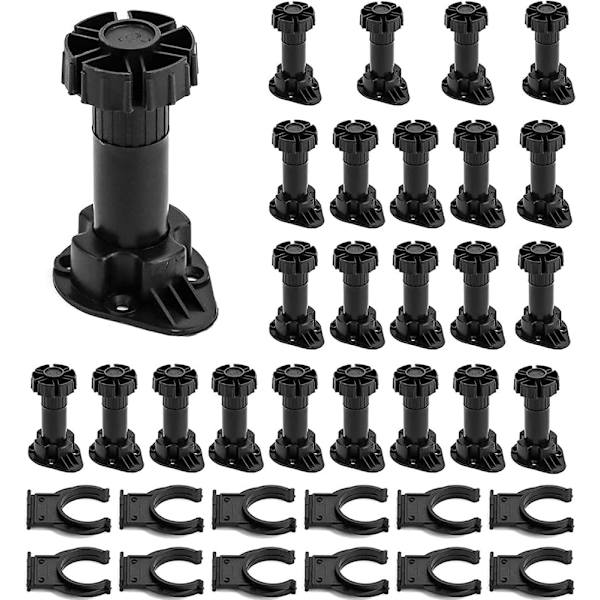24 st möbelben, plastskåpsben 100mm-120mm, justerbar päls